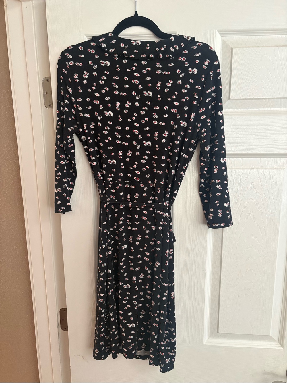 Boden 3/4 sleeves knee length dress floral career office v neck stretch ruffle 6 - Picture 4 of 6